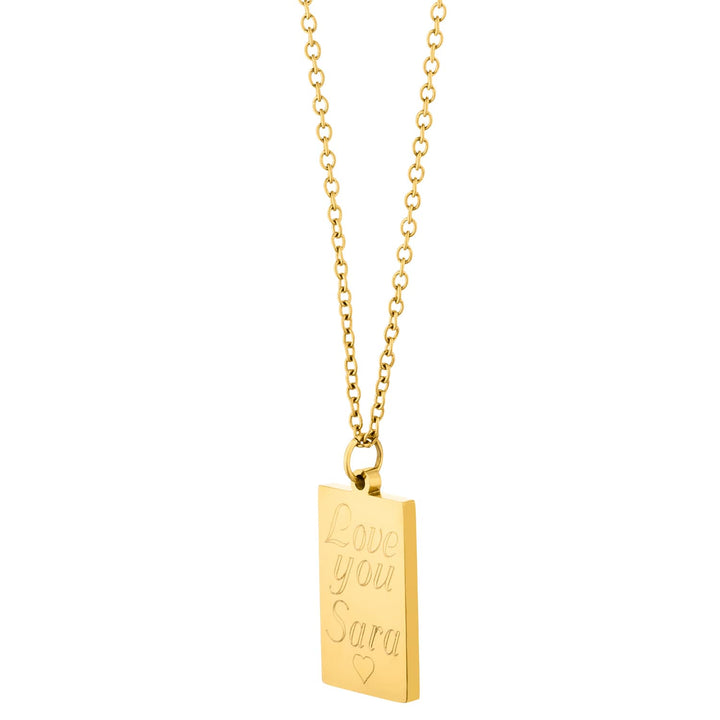 Personalisierte Kette mit Gravur Anhänger viereckig 18K vergoldet