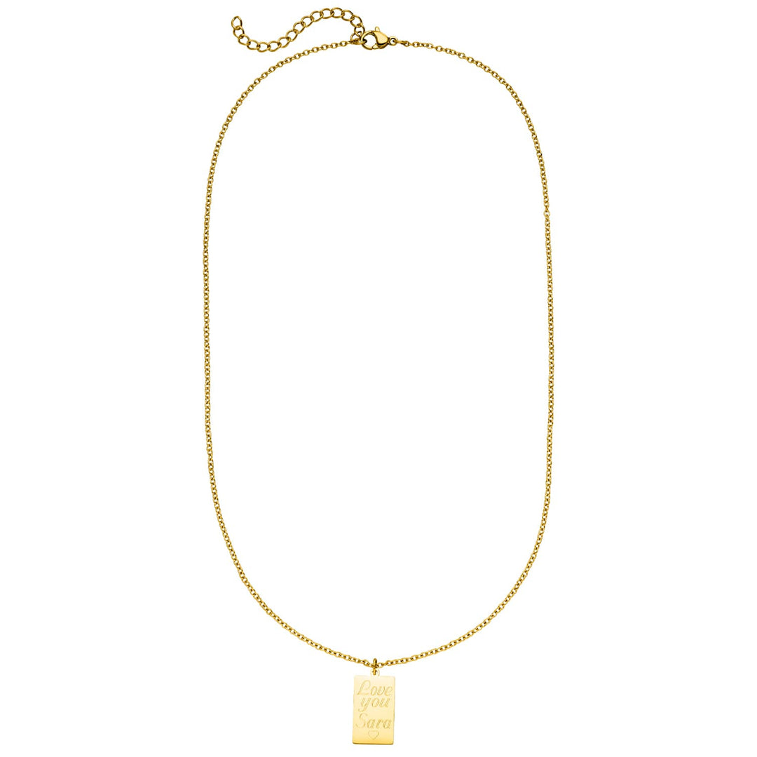 Gravierbare Anhänger Kette personalisiert viereckig Gravurschmuck