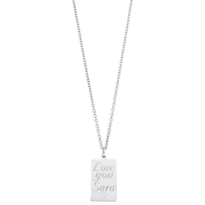 Gravur Kette mit viereckigem Anhänger Silber personalisiert