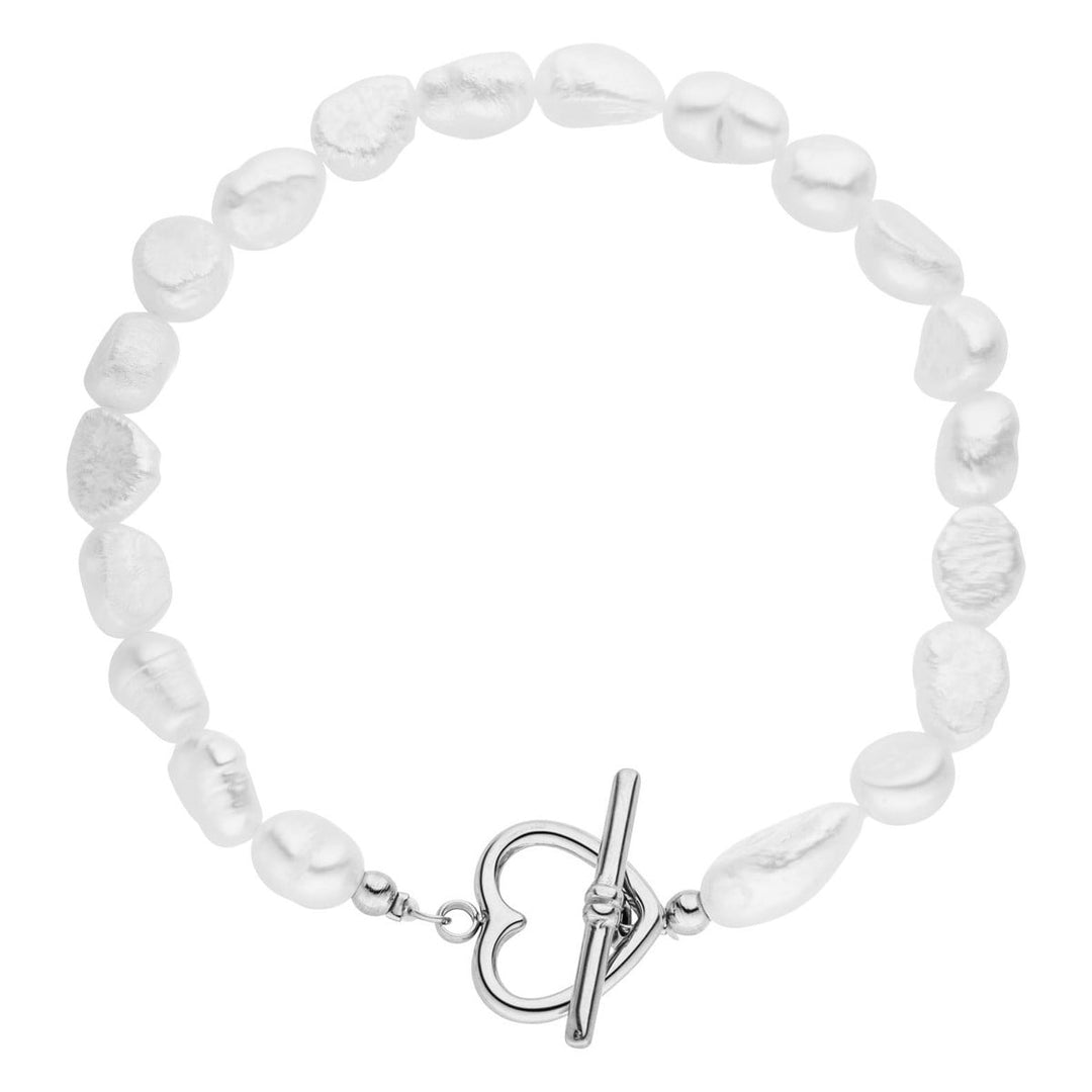 Herz Armband mit Perlen Silber Tbar Süßwasser