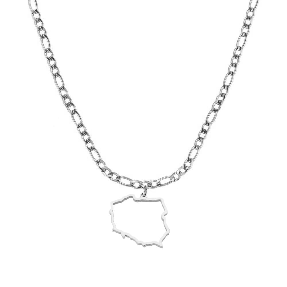 Polen Landumriss Kette silber polnische Länderkette Figaro
