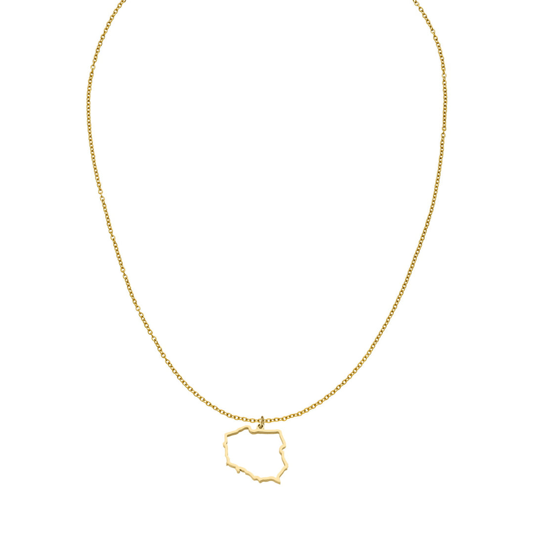 Polnische Landkarten Kette gold Polen Länderkette 14K vergoldet