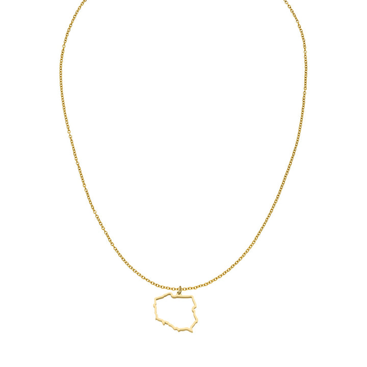 Polnische Landkarten Kette gold Polen Länderkette 14K vergoldet