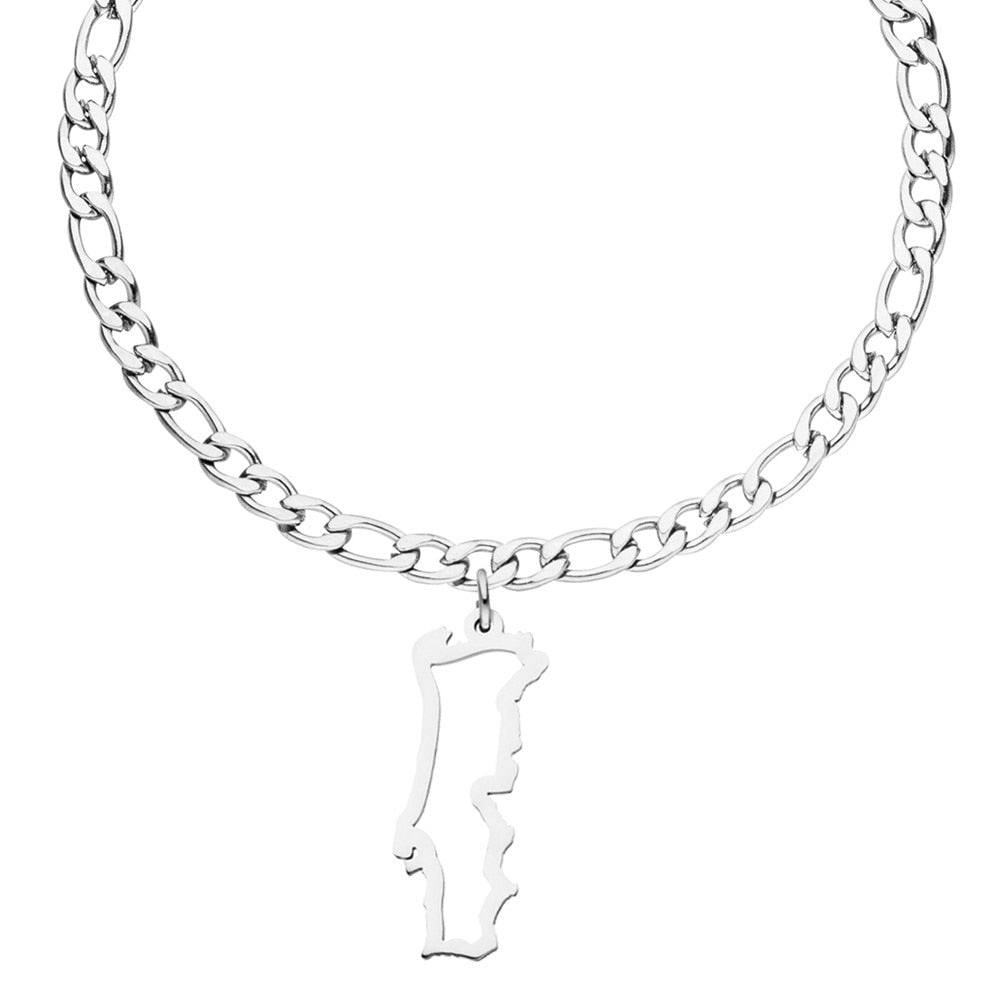 Portugal Armband Portugiesischer Landumriss Silber wasserfest