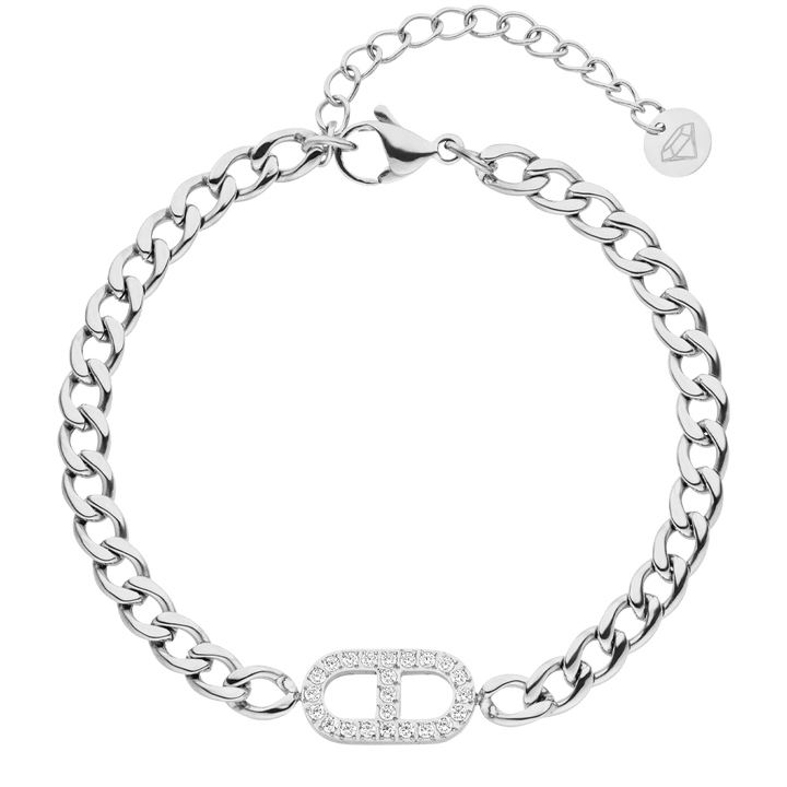 Gourmet Armband silber mit Zirkonia Edelstahl wasserfest