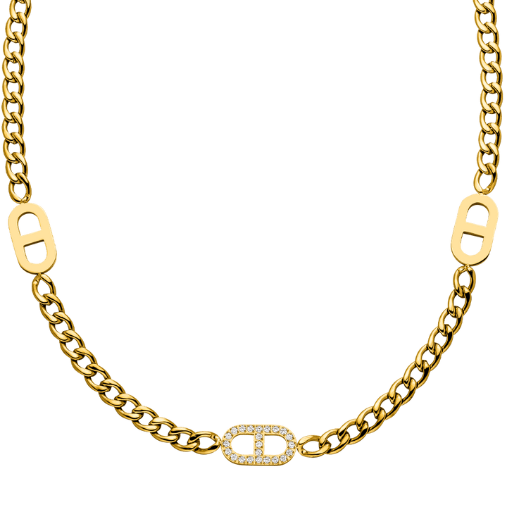 Gourmet Kette Gold Edelstahl wasserfest Zirkonia