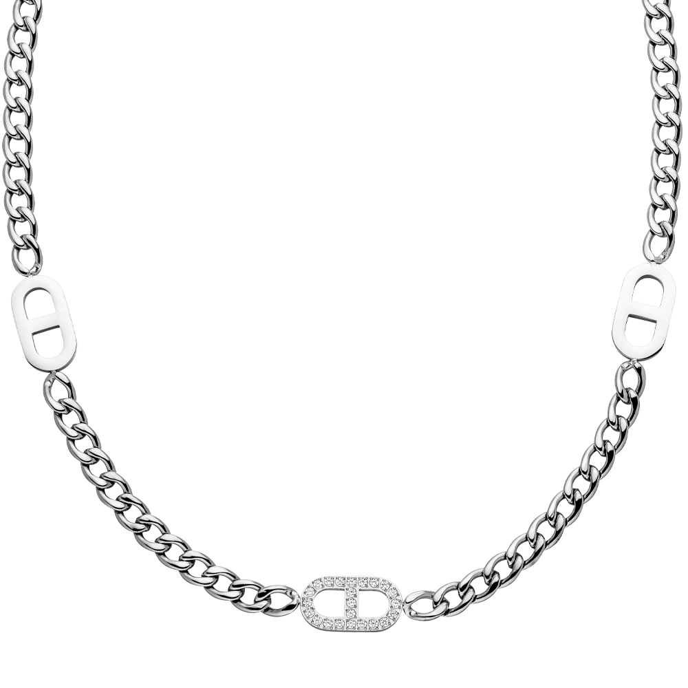 Gourmet Kette Silber mit Zirkonia aus Edelstahl