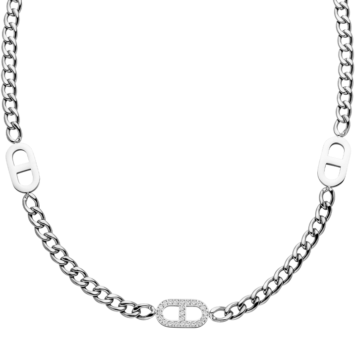 Gourmet Kette Silber mit Zirkonia aus Edelstahl