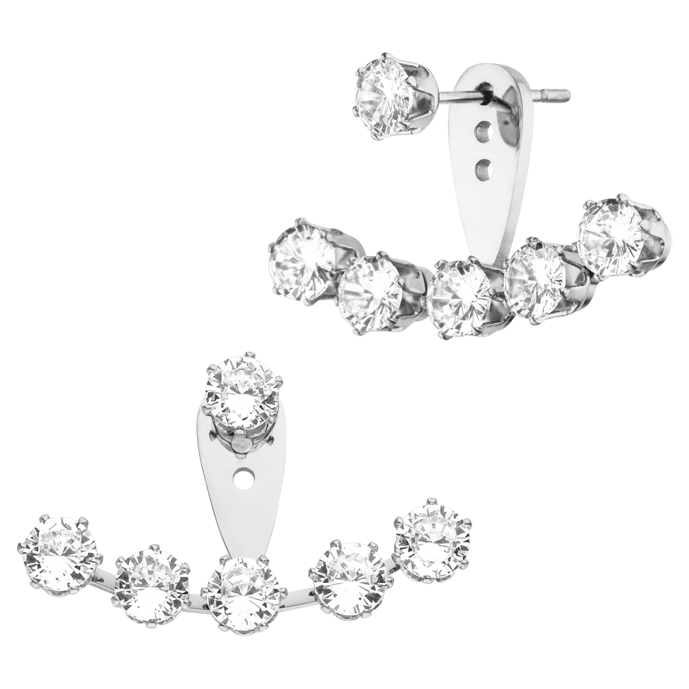 verstellbare Ear Jacket Ohrringe Silber Zirkonia Front Back