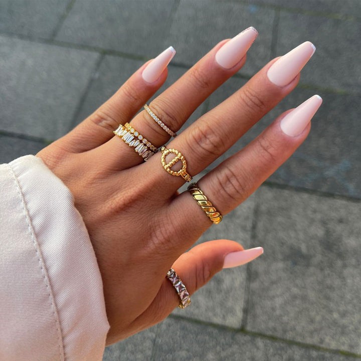 Baguette Ringe Stainless Steel 18K vergoldet Gold wasserfest