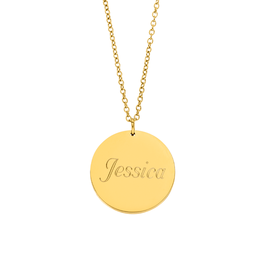 Gravur Kette Coin personalisiert Kreis 18K vergoldet wasserfest