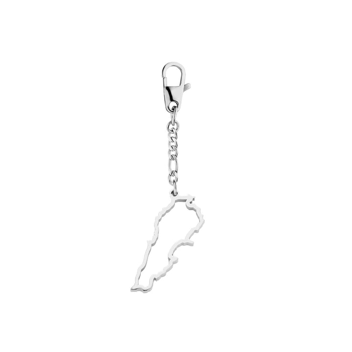Libanon Länder Schlüsselanhänger silber Libanesischer Landumriss wasserfest Edelstahl
