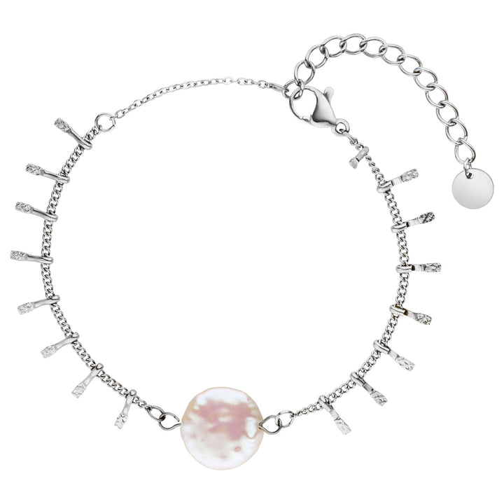 Perlmutt Armband in Silber wasserfest Edelstahl