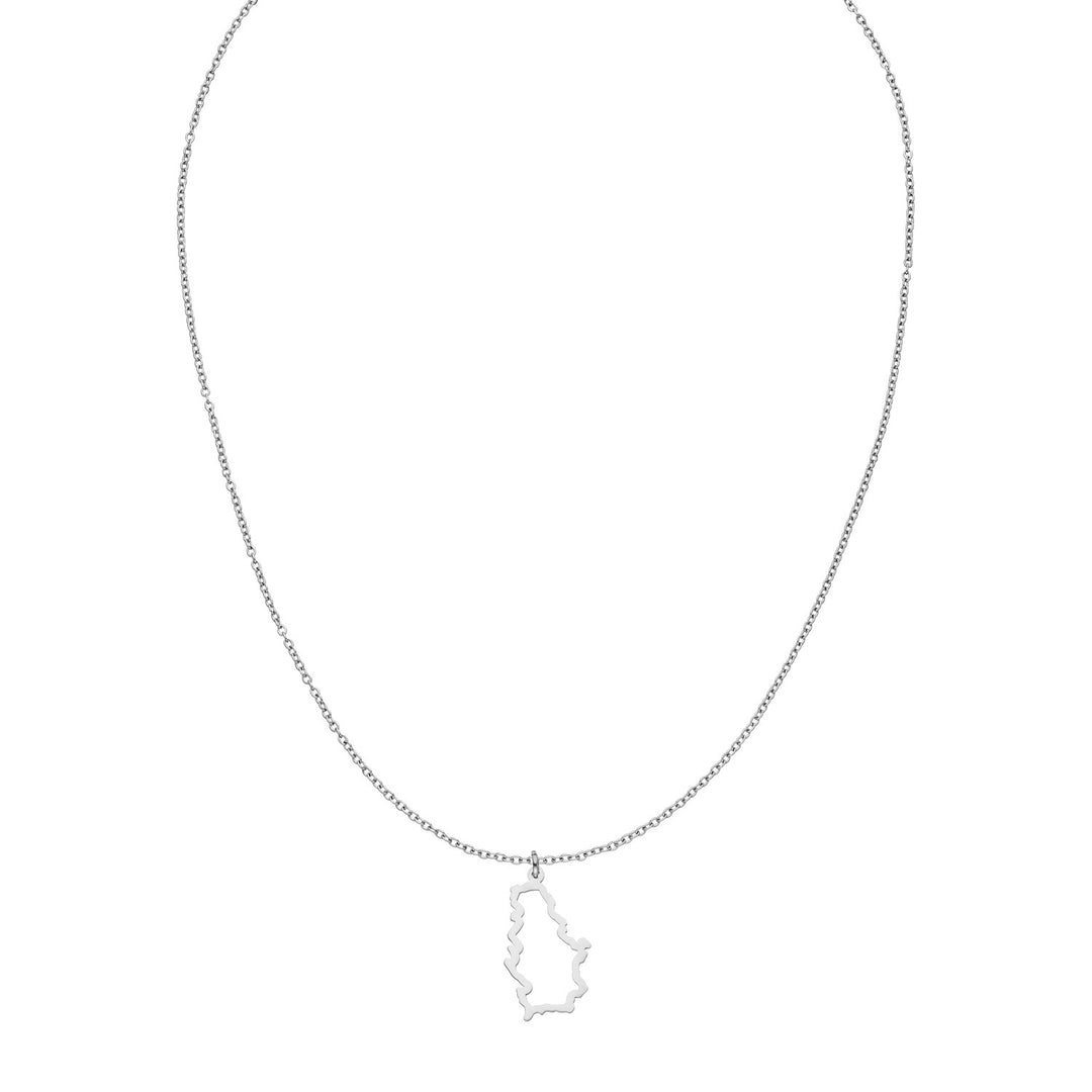 Serbien Länderkette silber Serbische Landumriss Kette wasserfest Filigran