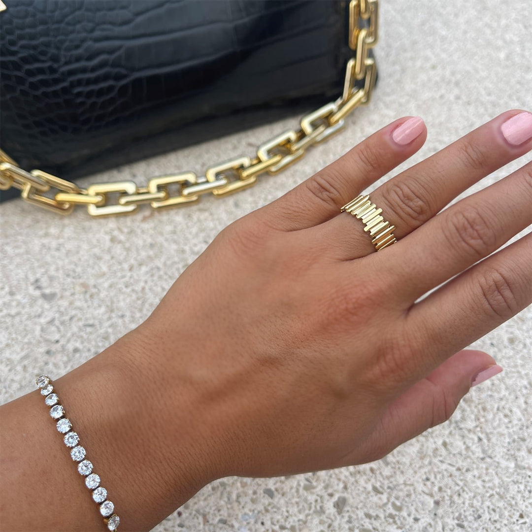 Damen Ring verstellbar 14K vergoldet wasserfest