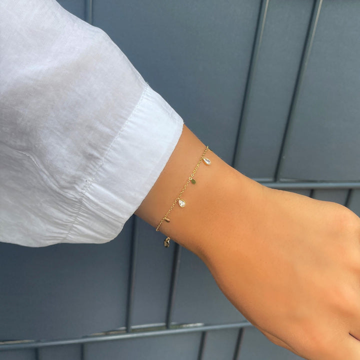 Wasserfestes Armband mit Zirkonia Anhänger 18K vergoldet