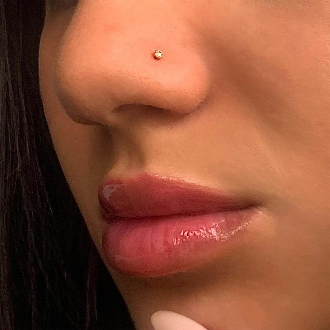 Chirurgenstahl Nasenstecker 18K vergoldet mit Glitzer Zirkonia