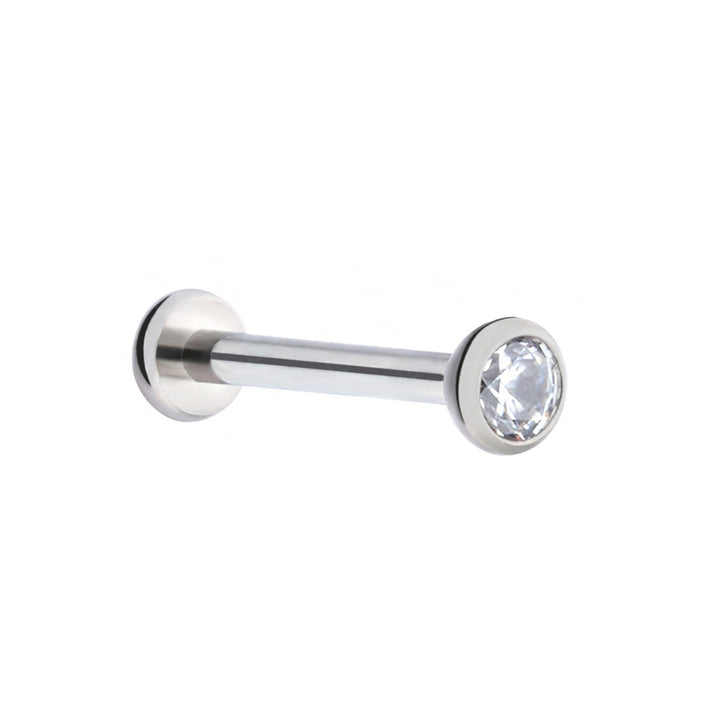 Titan Piercing Silber mit Zirkonia Stein