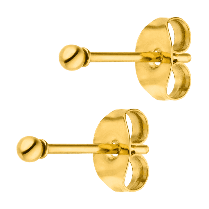 Schlichte Ohrstecker 18K vergoldet mit Kugel wasserfest Titan
