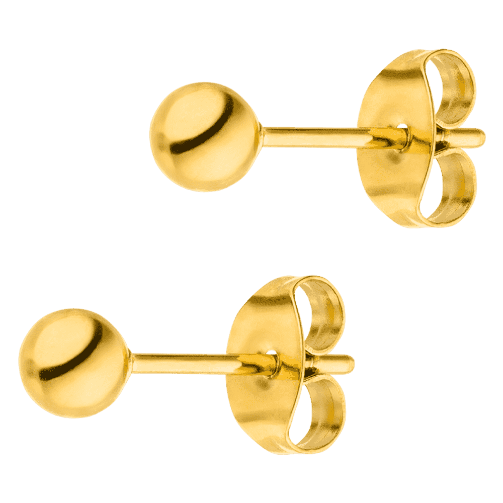 Titan Ohrstecker 18K vergoldet dezent Kugel wasserfest