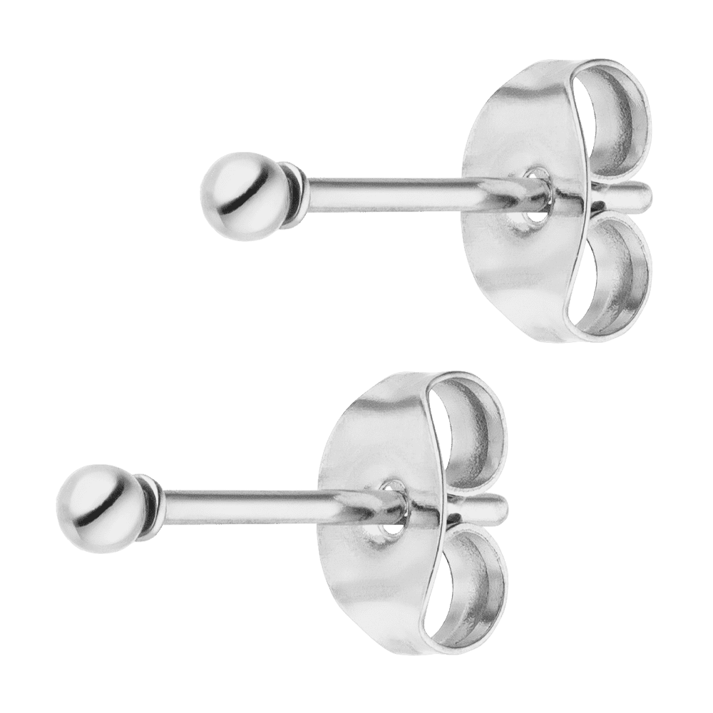 Titan Ohrstecker schlicht Silber mit Kügelchen wasserfest