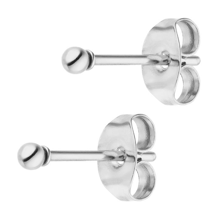 Titan Ohrstecker schlicht Silber mit Kügelchen wasserfest