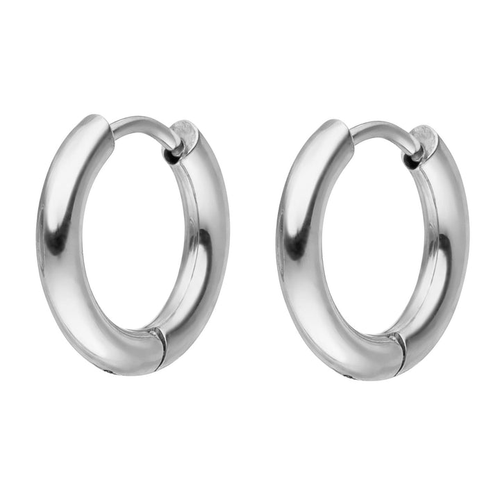 Schlichte Ohrringe silber Huggies wasserfest Edelstahl