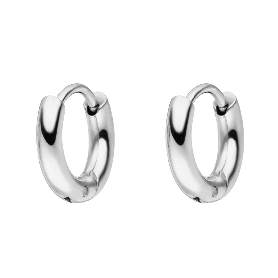 Dezente Huggie Ohrringe Silber Schlicht wasserfest Edelstahl