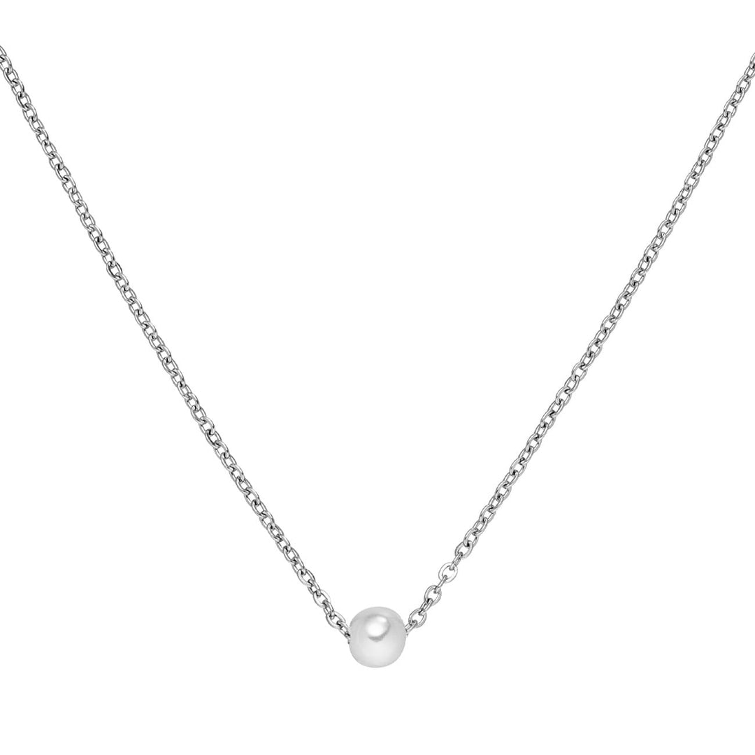 Kette mit einzelner Perle Silber Edelstahl wasserfest
