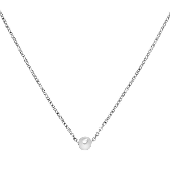 Kette mit einzelner Perle Silber Edelstahl wasserfest