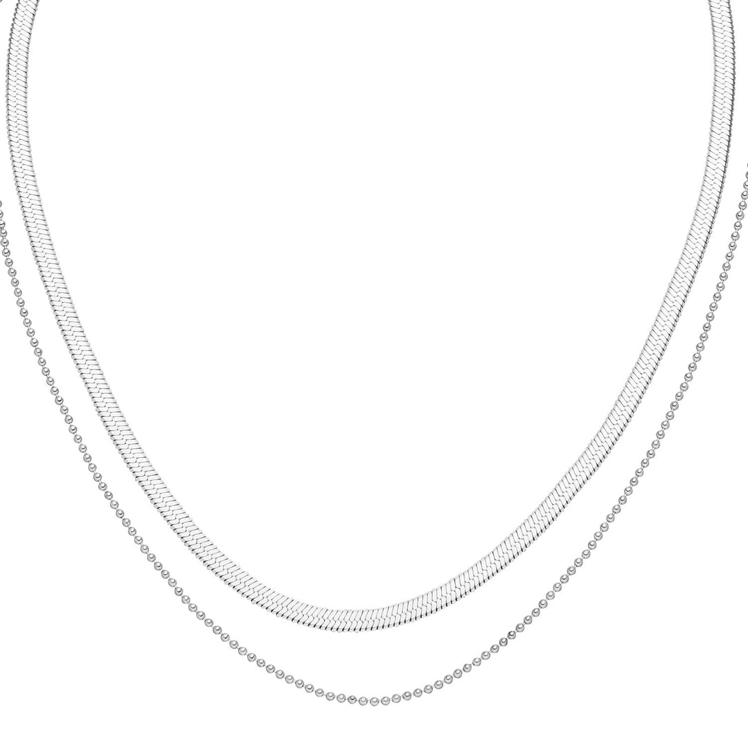 Glatte Sleek Kette Silber Edelstahl Doppelkette Schlangenhaut