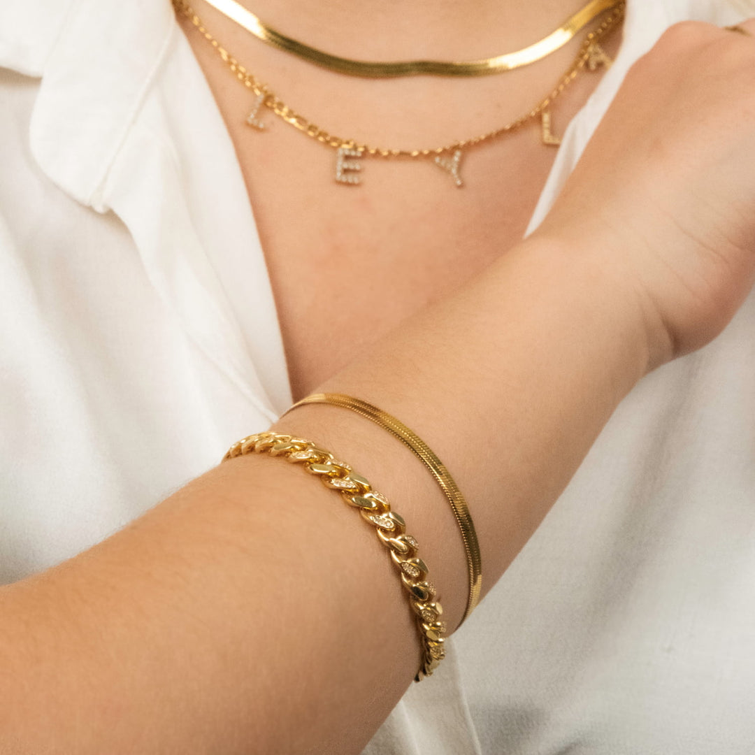Schlangenhaut Armband Damen 18K vergoldet glatt