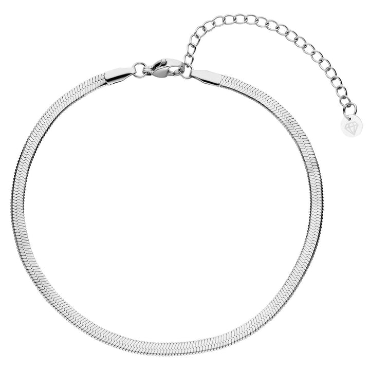 Sleek Snake Skin Fußkette in Silber wasserfest Edelstahl