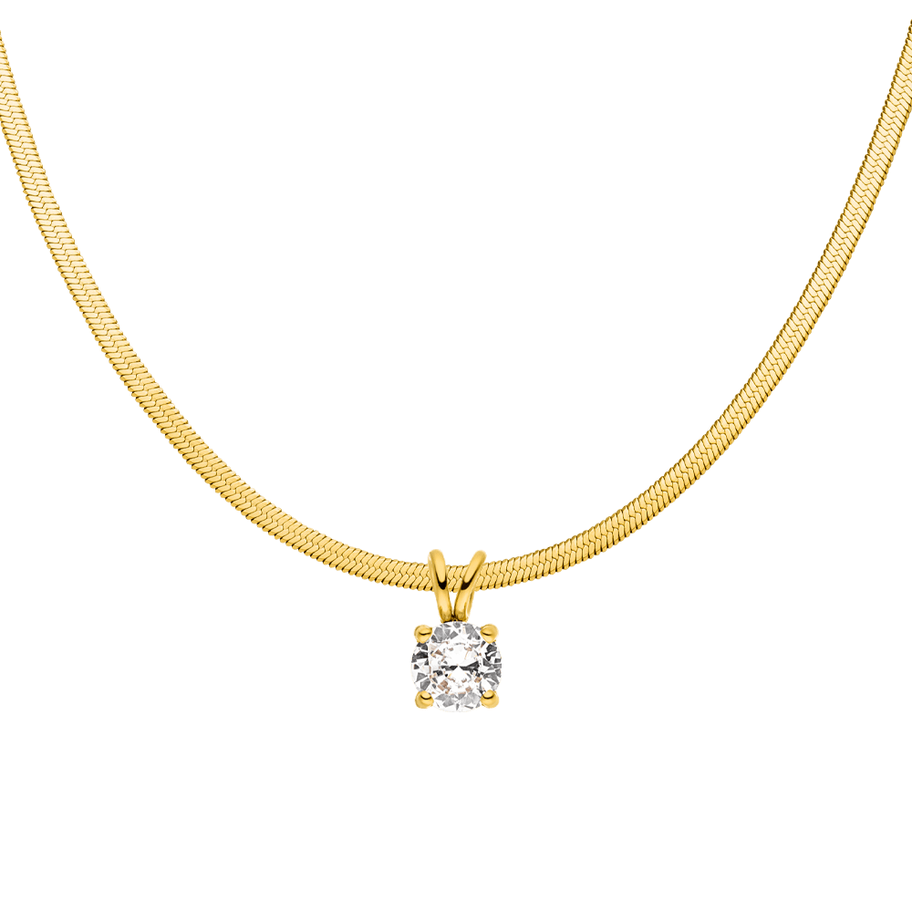 Halskette mit Zirkonia Anhänger Schlangehaut Sleek Kette