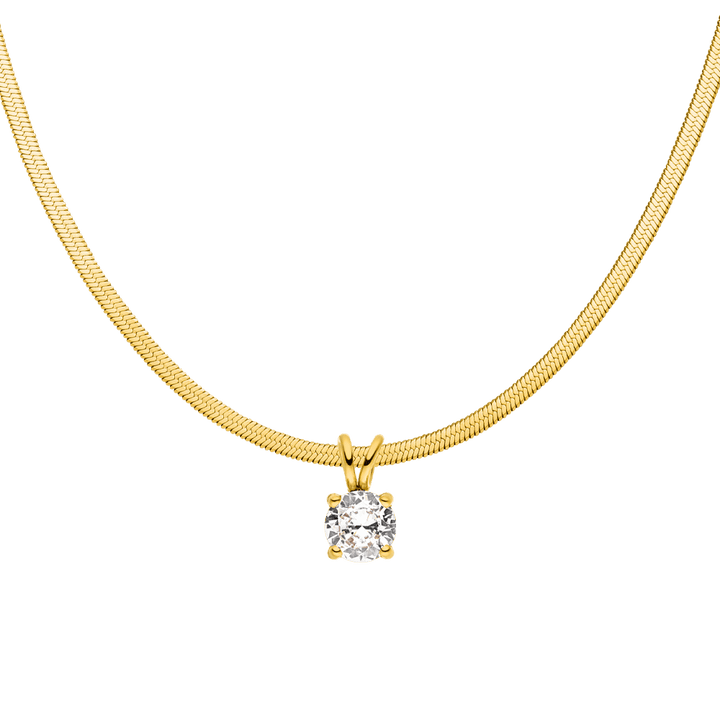 Halskette mit Zirkonia Anhänger Schlangehaut Sleek Kette