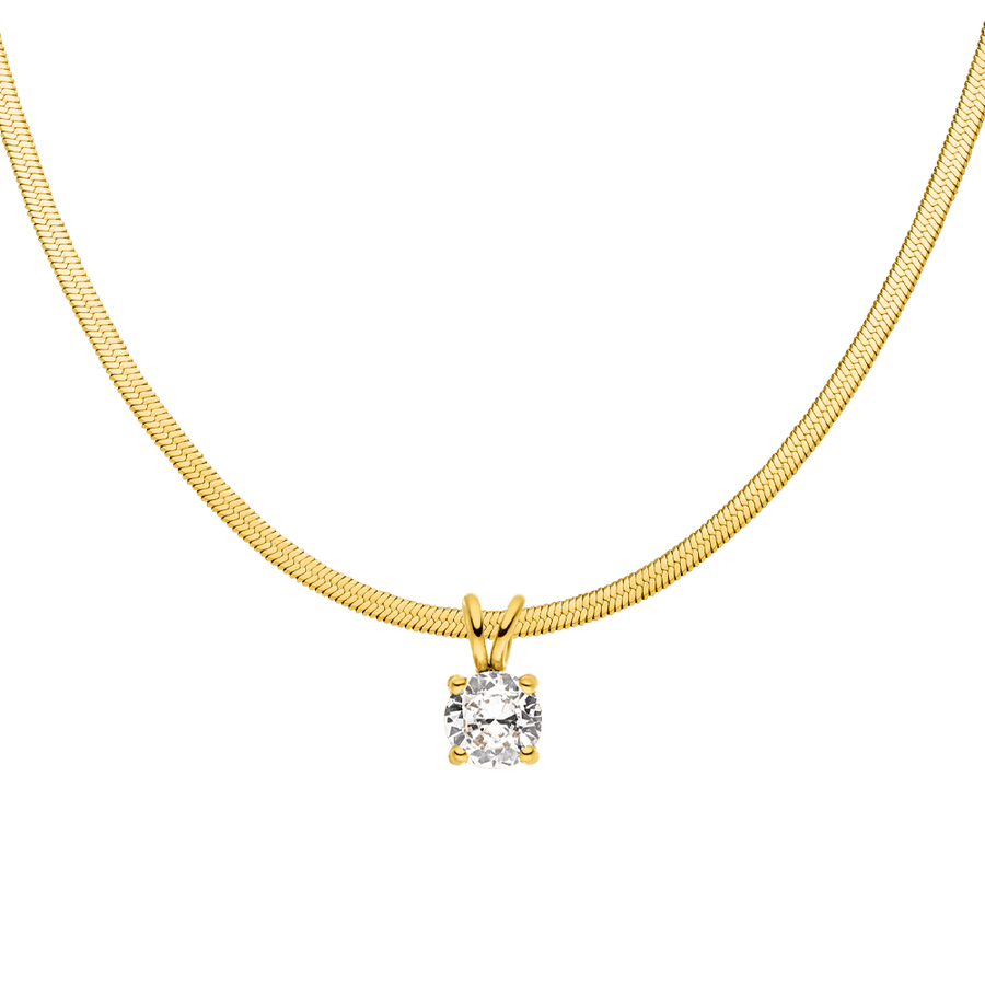 Halskette mit Zirkonia Anhänger Schlangehaut Sleek Kette
