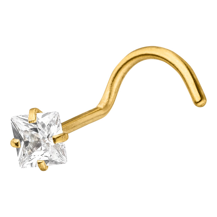 Spiral Nasenstecker Gold Chirurgenstahl Zirkonia
