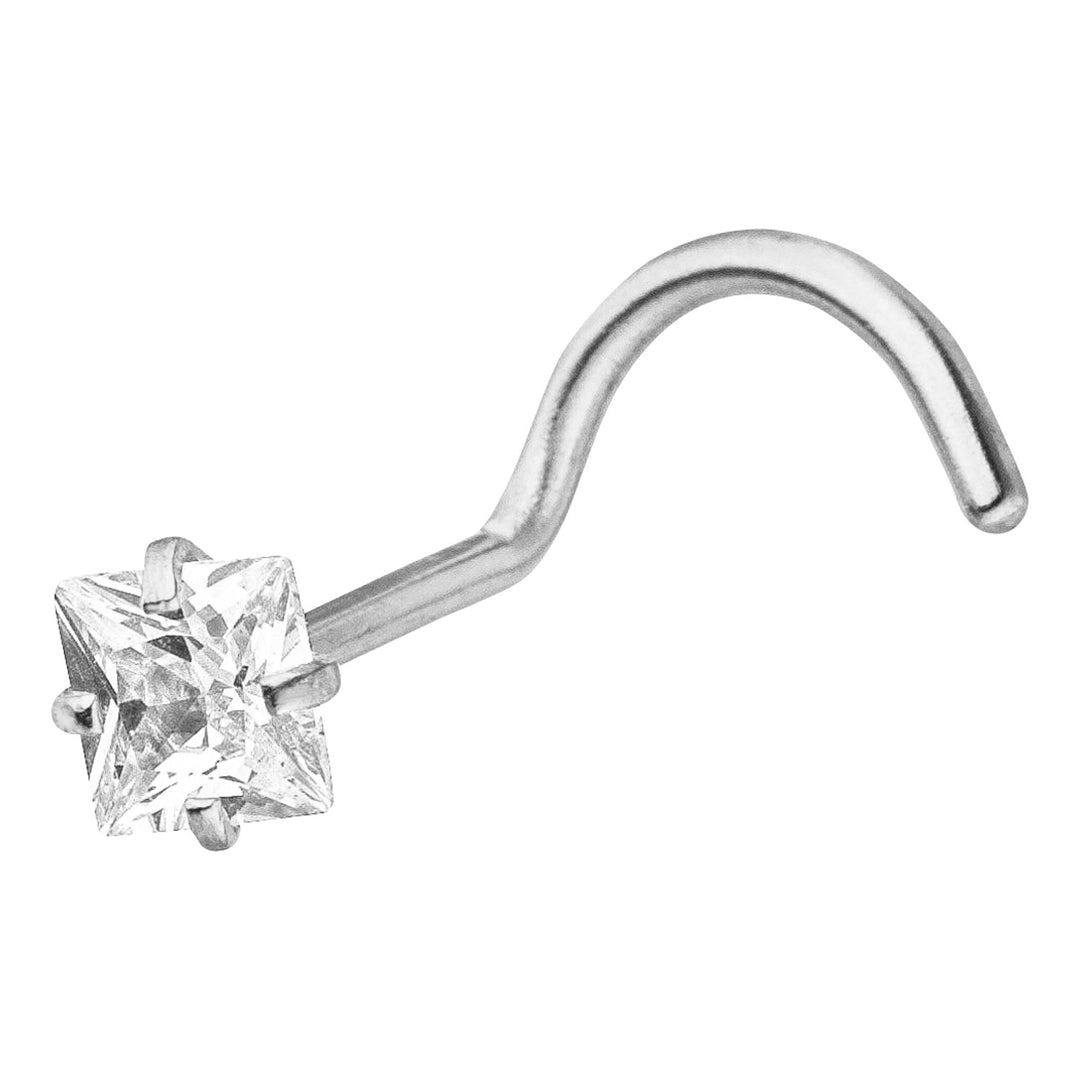 Spiral Nasenstecker Silber 316L Edelstahl Zirkonia Stein