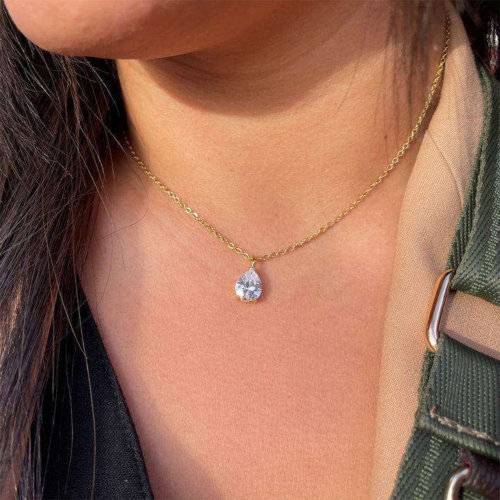 Tear Drop Kette 18K vergoldet Tropfen Anhänger wasserfest