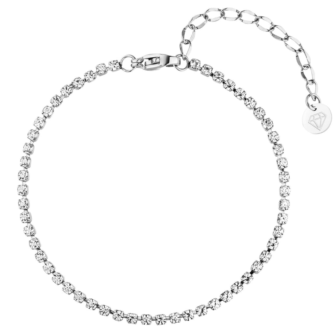 Tennis Armband Silber Wasserfest Edelstahl Zirkonia Steine