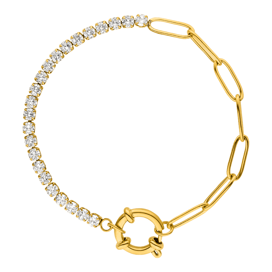 Halbseitiges Tennis Armband 18K vergoldet Zirkonia Steine