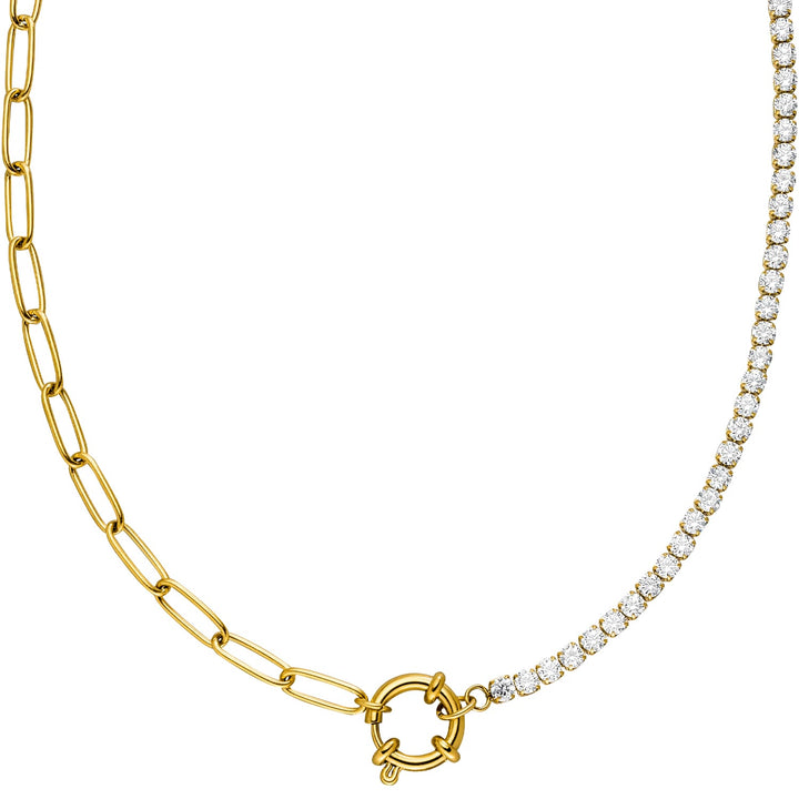 Tennis Kette Damen 18K vergoldet wasserfest halbseitig