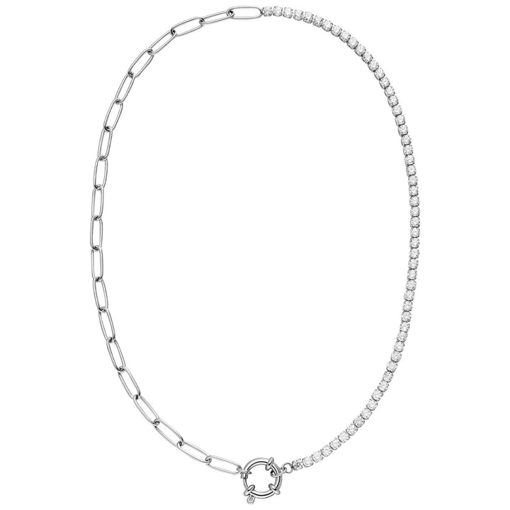 Halbseitige Tennis Halskette Silber wasserfest Glitzer Steinchen