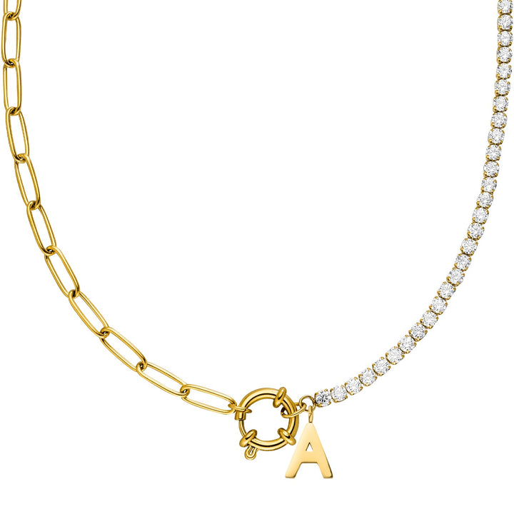 Personalisierte Buchstaben Kette Tennis gold 18K vergoldet