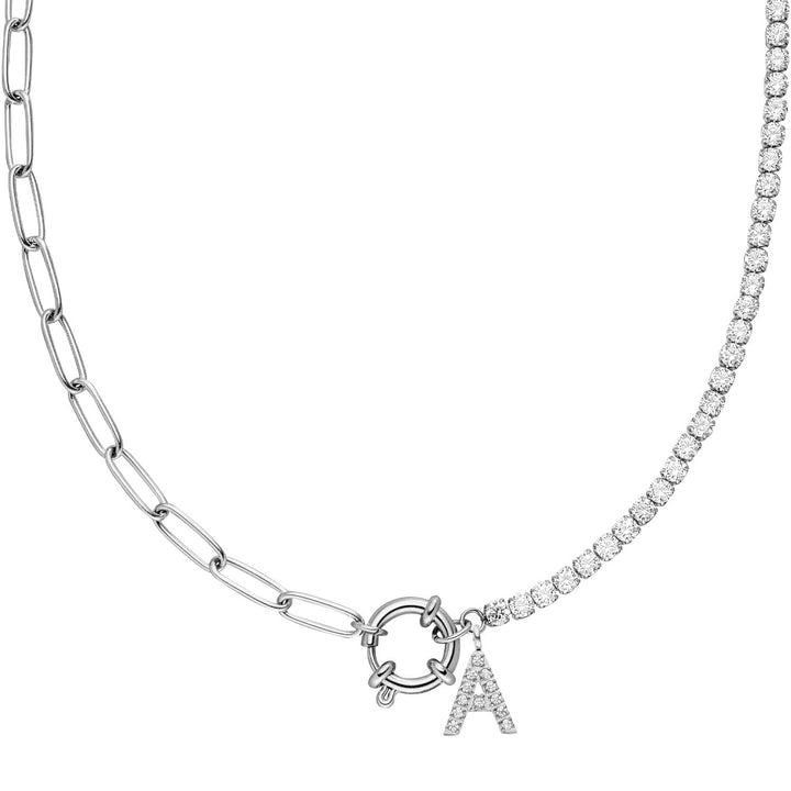 Tennis Buchstaben Kette mit Anfangsbuchstabe silber personalisiert