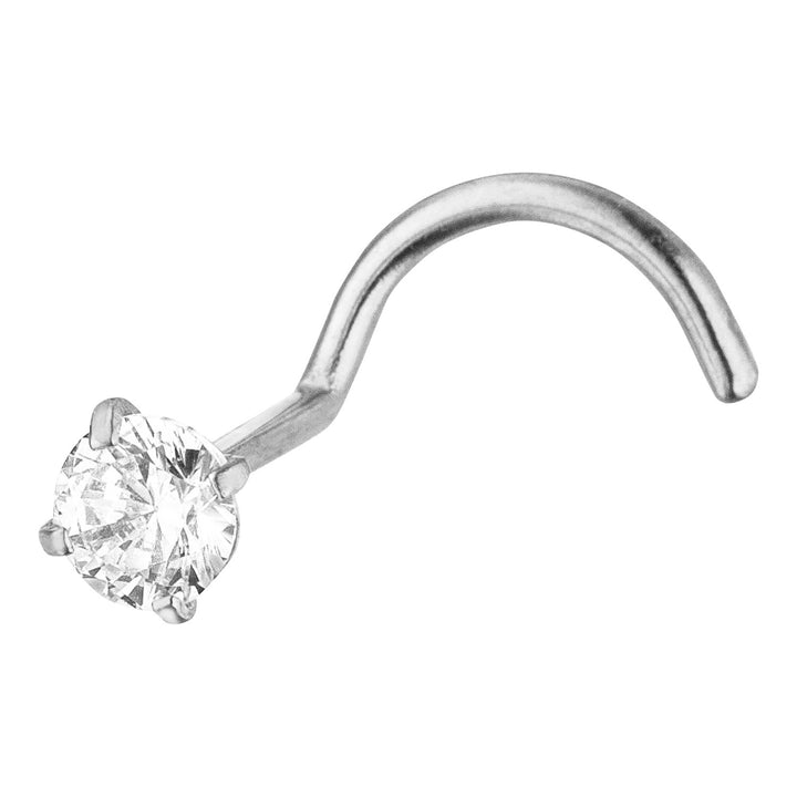 Spiral Nasenstecker Silber Titan Zirkonia Stein Strass
