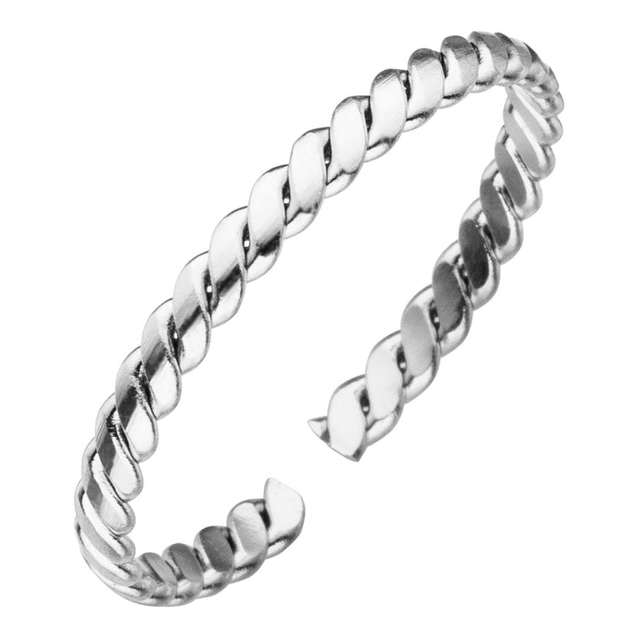 Kordel Ring Größenverstellbar silber Edelstahl wasserfest Geflochten