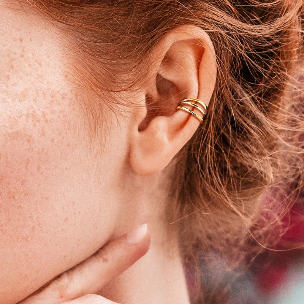 Ohrpiercing Clicker Dreifach gold 18K vergoldet Titan