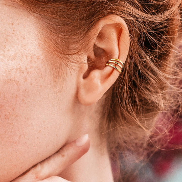 Ohrpiercing Clicker Dreifach gold 18K vergoldet Titan