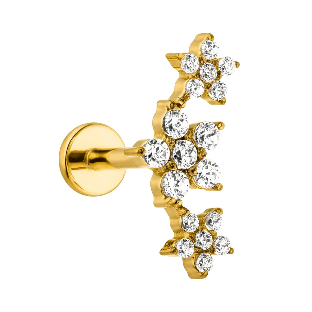 Blumen Piercing 18K vergoldet Labret Chirurgenstahl